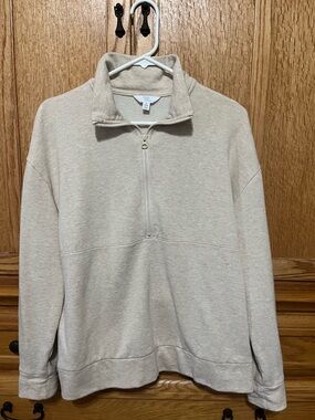 Time and True Half-Zip Pullover Sweater - Beige